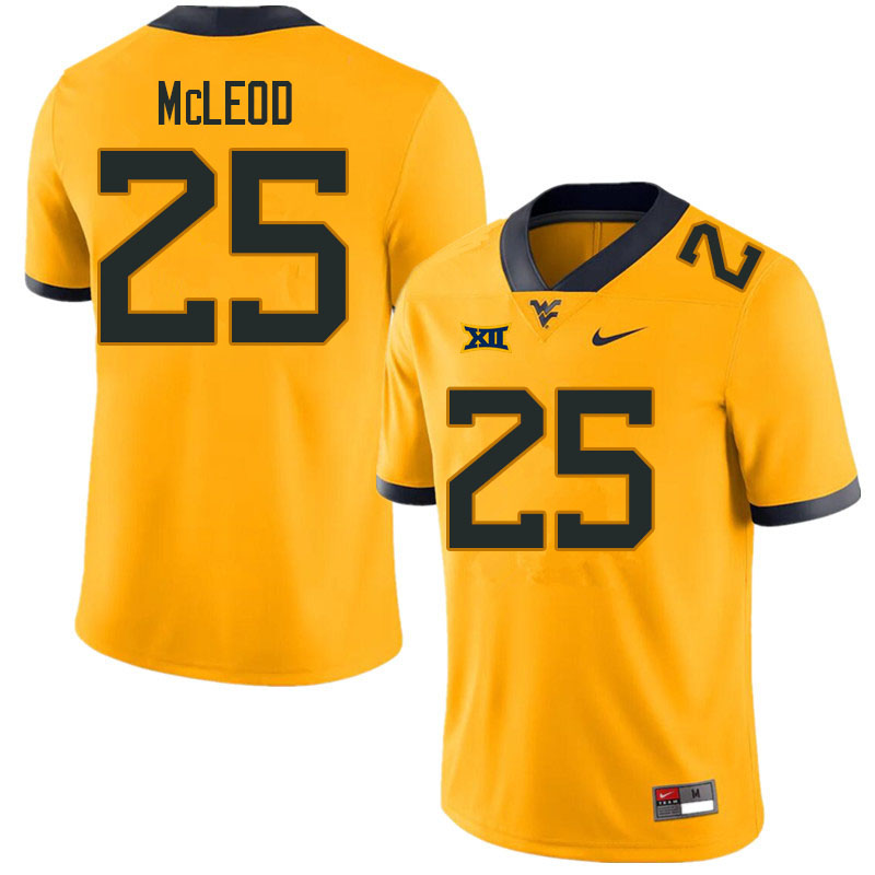 Men #25 Saint McLeod West Virginia Mountaineers College Football Jerseys Sale-Gold